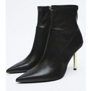Zara Gold Heel Boots